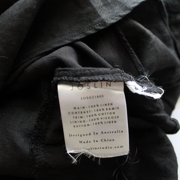 Joslin Net Sustain Ellie Crochet-Trimmed Ruffled Linen Mini Dress Black Size 10 - Picture 8 of 8